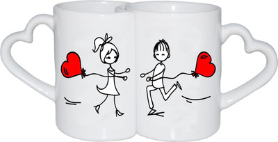 

Thirsty Guys Love Couple Balloon Ceramic Mug(325 ml, Pack of 2), Multicolor