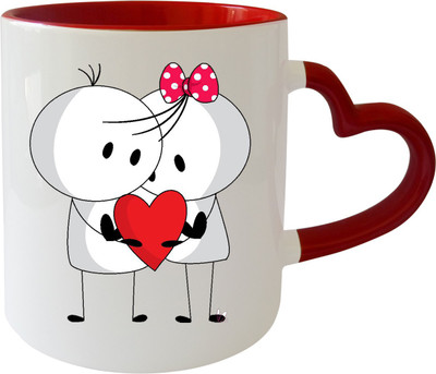 

Thirsty Guys Sticky Love Inner Red Ceramic Mug(325 ml), Multicolor