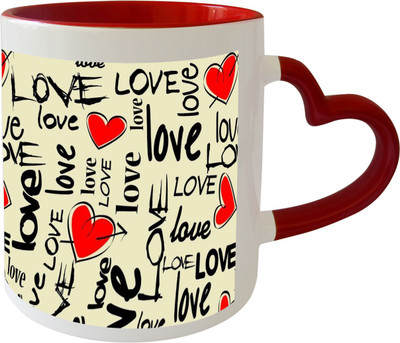 

Thirsty Guys Love Collage Inner Red Ceramic Mug(325 ml), Multicolor