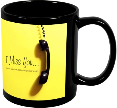 

Thirsty Guys I Miss You Black Ceramic Mug(325 ml), Multicolor