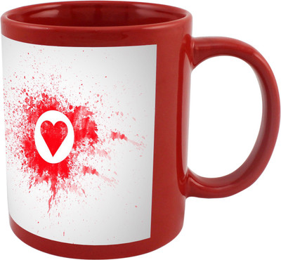 

Thirsty Guys Heart Red Ceramic Mug(325 ml), Multicolor