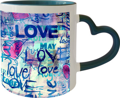 

Thirsty Guys Love Collage Inner Blue Ceramic Mug(325 ml), Multicolor