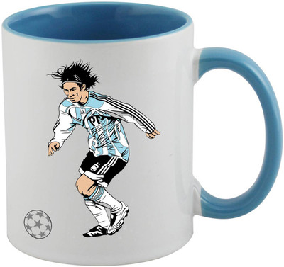 

Thirsty Guys Football Lover Inner Blue Ceramic Mug(325 ml), Multicolor