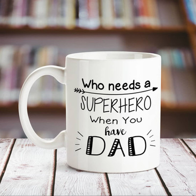 

HuppmeGift Superhero Dad white mug Ceramic Mug(350 ml)
