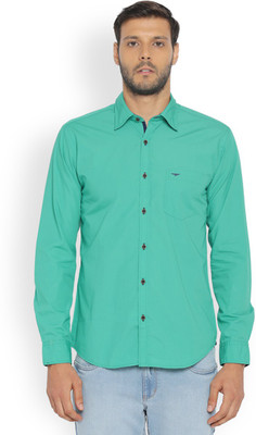 PARK AVENUE Men Solid Casual Green Shirt