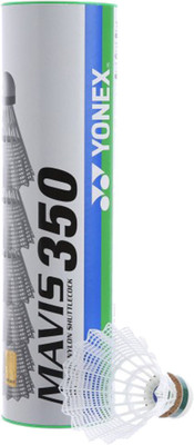 

Yonex Mavis 350 Green Cap White Nylon Shuttlecock Nylon Shuttle - White(Medium slow, 76, Pack of 6)