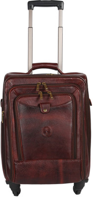 

JL Collections 22 Inches Brown Leather Trolley Bag Small Travel Bag - Large(Brown)