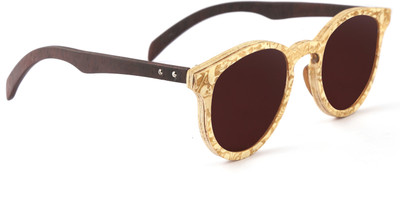 

tetewood Round Sunglasses(Brown, Grey)