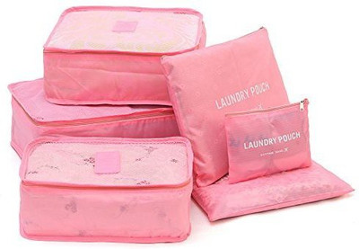

Italish 6 in 1 Waterproof Portable Laundry Pouch Bags Storage(Pink)