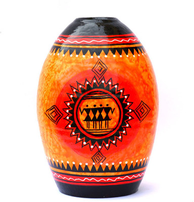 

Art Godaam Hand painted Terracotta Vase(9 inch, Multicolor)