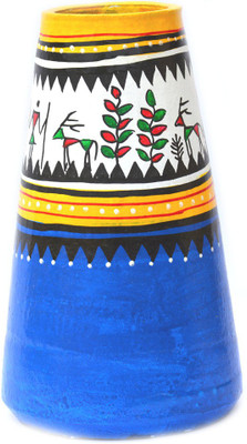

Art Godaam Hand painted Terracotta Vase(7 inch, Multicolor)