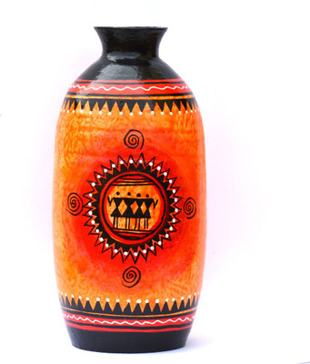 

Art Godaam Hand painted Terracotta Vase(9 inch, Multicolor)