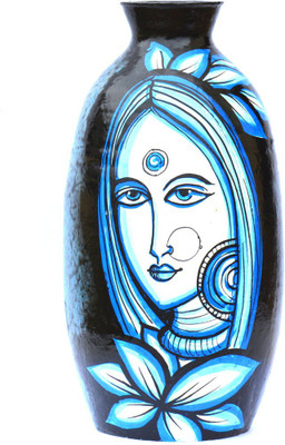 

Art Godaam Hand painted Terracotta Vase(9 inch, Multicolor)