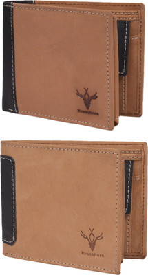 

Krosshorn Men Brown Genuine Leather Wallet(14 Card Slots)