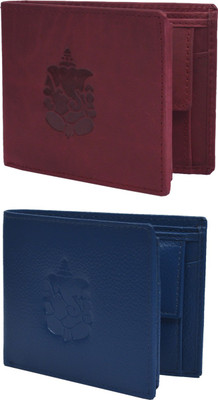 

Krosshorn Men Multicolor Genuine Leather Wallet(14 Card Slots), Reddish brown & blue