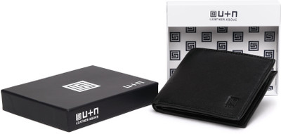 

U+N Men Black Genuine Leather Wallet(7 Card Slots)