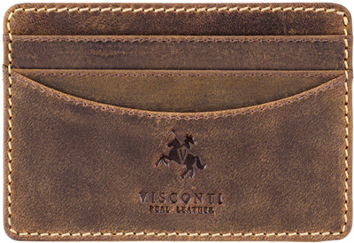 Visconti Men Tan Genuine Leather Card Holder(3 Card Slots), Oil tan
