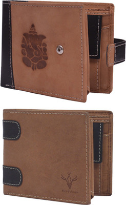 

Krosshorn Men Brown Genuine Leather Wallet(14 Card Slots)