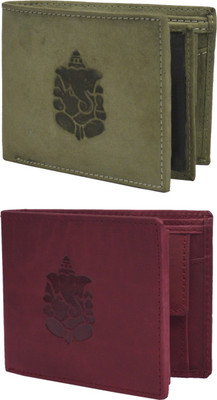 

Krosshorn Men Multicolor Genuine Leather Wallet(14 Card Slots), Reddish brown & green
