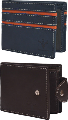 

Krosshorn Men Multicolor Genuine Leather Wallet(14 Card Slots), Blue & dark brown