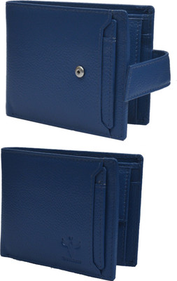 

Krosshorn Men Blue Genuine Leather Wallet(14 Card Slots)
