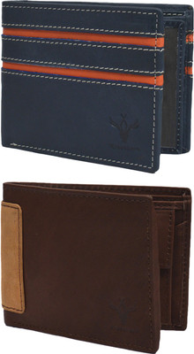 

Krosshorn Men Multicolor Genuine Leather Wallet(14 Card Slots), Brown & blue