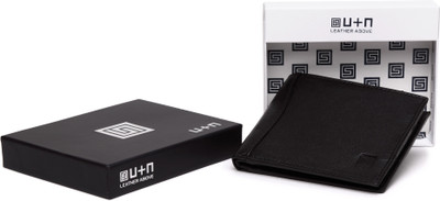

U+N Men Black Genuine Leather Wallet(8 Card Slots)