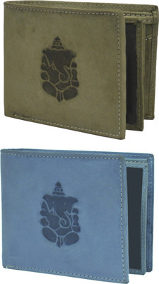 

Krosshorn Men Multicolor Genuine Leather Wallet(14 Card Slots), Green & blue