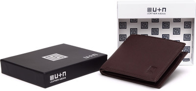 

U+N Men Brown Genuine Leather Wallet(7 Card Slots)