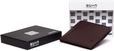 

U+N Men Brown Genuine Leather Wallet(8 Card Slots)