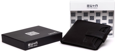 

U+N Men Black Genuine Leather Wallet(6 Card Slots)