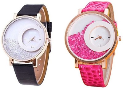 Om Designer Mxre Free Diamond Watch for Girls & Women Combo (Pack of 2) Watch  - For Women   Watches  (Om Designer)