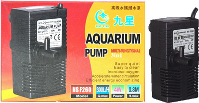 

Minjiang Internal Filter NSF-260 | (Power: 4W | 300L/H | H.Max: 0.8m) | Multi-Functional 3in1 Super Quiet Easy to Clean | Power Aquarium Filter(Mechanical Filtration for Salt Water and Fresh Water)