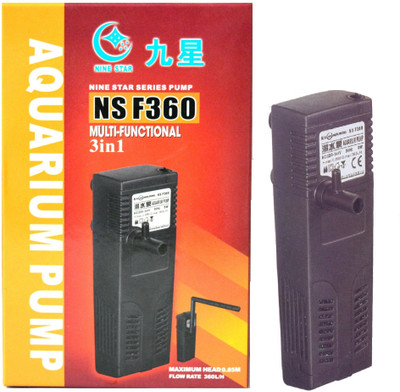 

Minjiang Internal Filter NSF-360 | (Power: 5W | 360L/H | H.Max: 0.85m) | Multi-Functional 3in1 Super Quiet Easy to Clean | Power Aquarium Filter(Mechanical Filtration for Salt Water and Fresh Water)