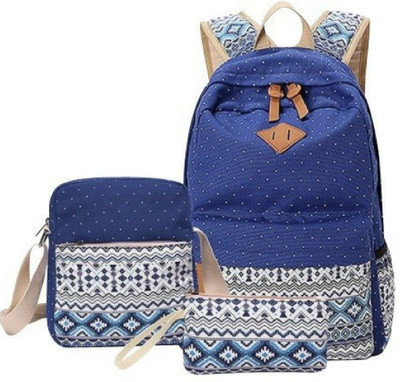 

LACIRA Lacira® Set of 3 Laptop Backpack for College & School with Padded Strap (Blue) 35 L Laptop Backpack(Blue, White)