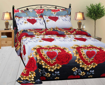 NATRAJ Cotton Floral Double Bedsheet(1 BEDSHEET WITH 2 PILLOW COVERS, Multicolor)