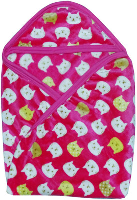 

Love Bird Flannel Hooded Baby Blanket/Wrapper For Newborn Infant Kids(Polyester, Pink