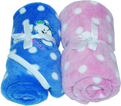 

LOVEBIRDS Printed  Hooded Baby Blanket(Fur, Pink