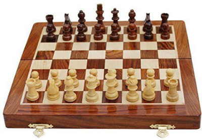 

Khan Handicrafts Chess Set Wooden Magnetic Travel Chess Set 10" Inch Board Game