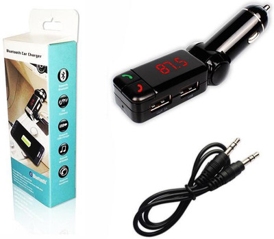 

eShop24x7 v2.0 Car Bluetooth Device with FM Transmitter, 3.5mm Connector, MP3 Player, Car Charger(Black)