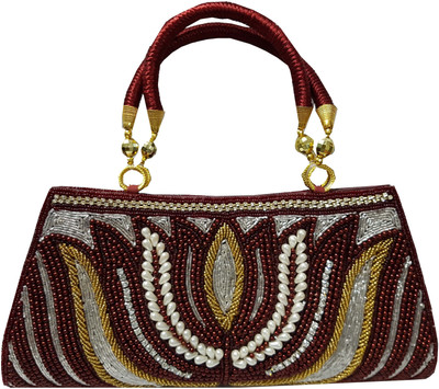 

Gold Zari House Casual Red Clutch