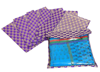 

Kuber Industries Designer Brocade Saree Cover Pack of 6 Pcs KU00179(Sky Blue)