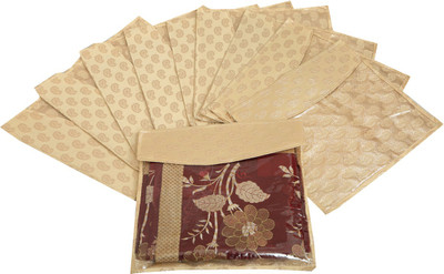

Kuber Industries Designer Brocade Saree Cover Pack of 10 Pcs KU00180(Golden)
