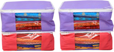 

Kuber Industries Designer Non woven Saree cover Bag Set of 4 Pcs /Wardrobe Organiser KI19153P44(Multicolor)