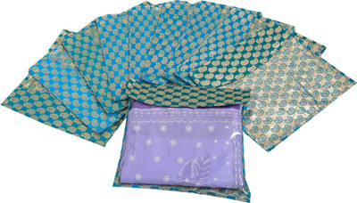 KUBER INDUSTRIES Designer Brocade Saree Cover Pack of 10 Pcs KU00177(Sky blue)