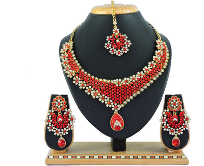 VATSALYA creation Alloy Gold-plated Red Jewellery Set(Pack of 1)