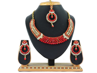VATSALYA creation Alloy Gold-plated Red Jewellery Set(Pack of 1)