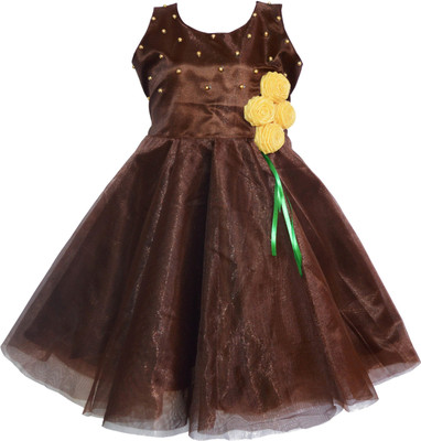

MVD Fashion Girls Maxi/Full Length Party Dress(Brown, Sleeveless, Chocolate