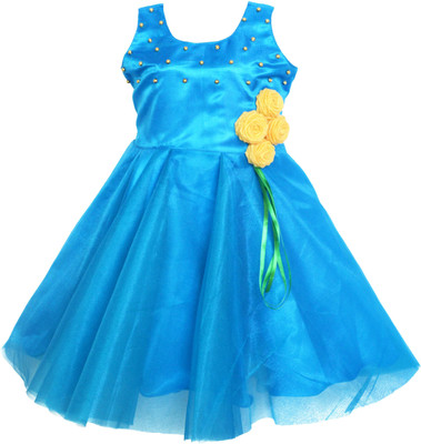 MVD Fashion Girls Maxi/Full Length Party Dress(Dark Blue, Sleeveless, Firozigold