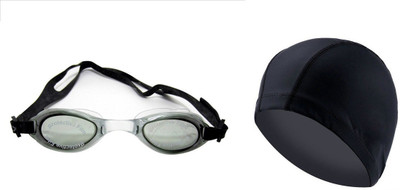 

Sports 101 Aqua Max1 Adult Anti-Fog Goggles and PU Coated Cap Premium Swimming Kit